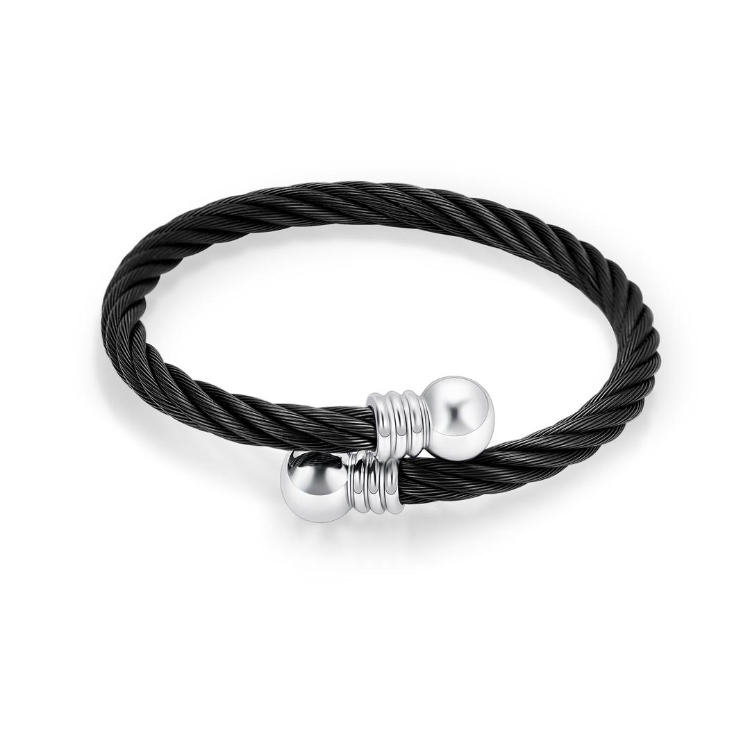 Zwarte edelstalen design armband