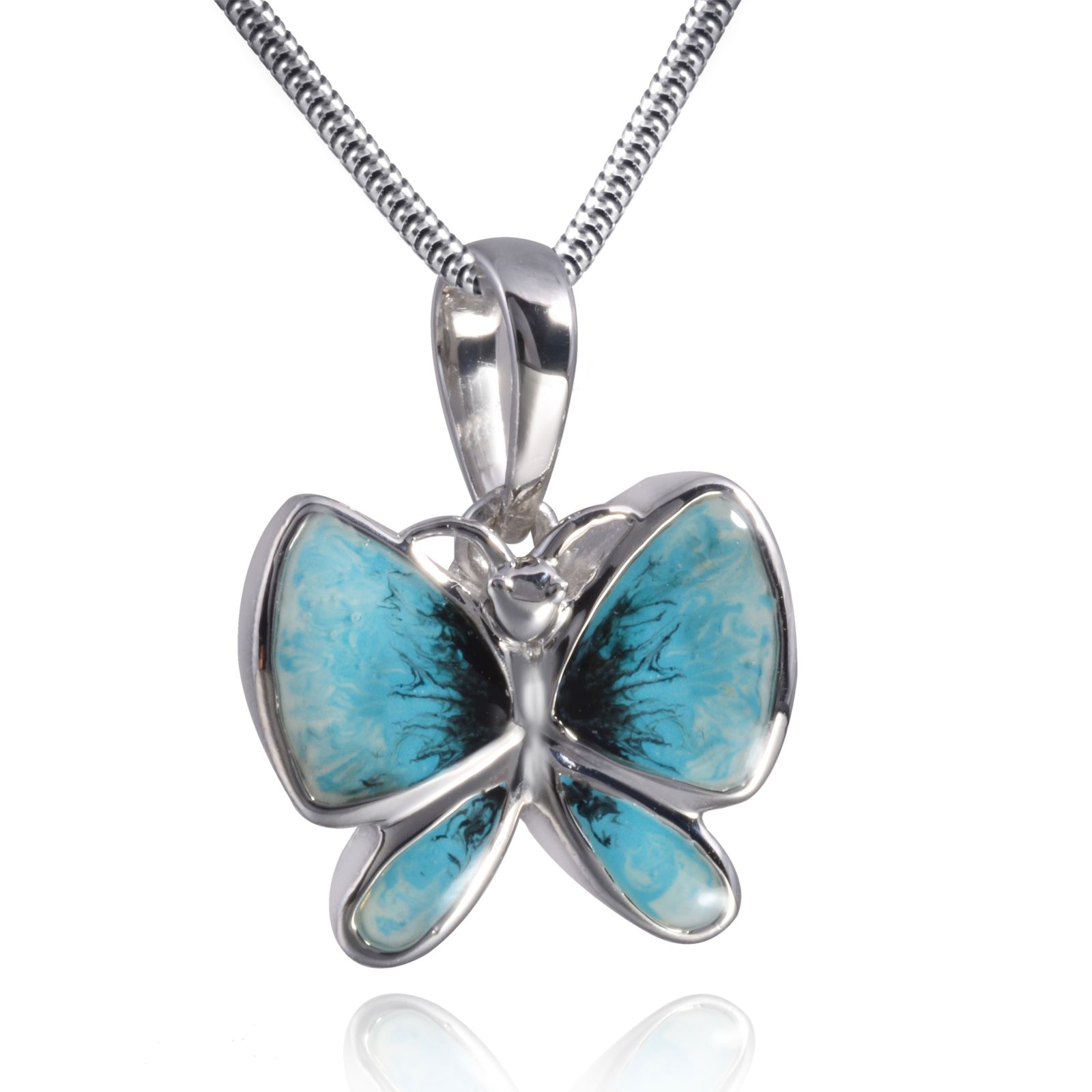 Zilveren ashanger in de vorm van een vlinder. incl zilveren ketting - Afbeelding 2