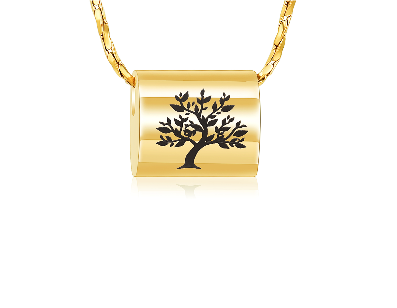 vergulde ovaalvormige ashanger met levensboom design
