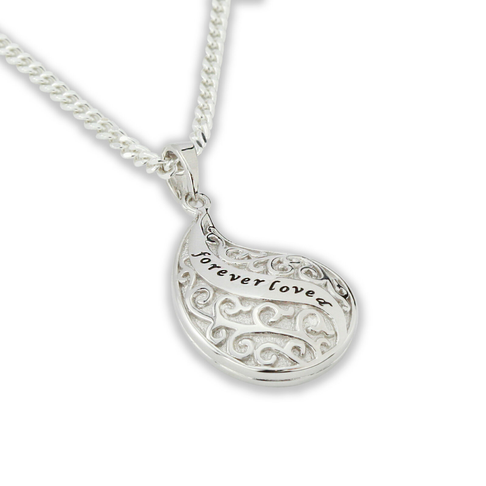 Traanvormige ashanger met uniek gravureontwerp incl zilveren ketting