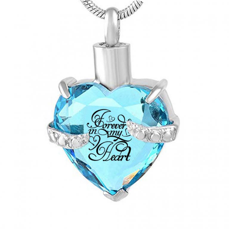 Hartvormig Assieraad met Aqua Blauw Glas