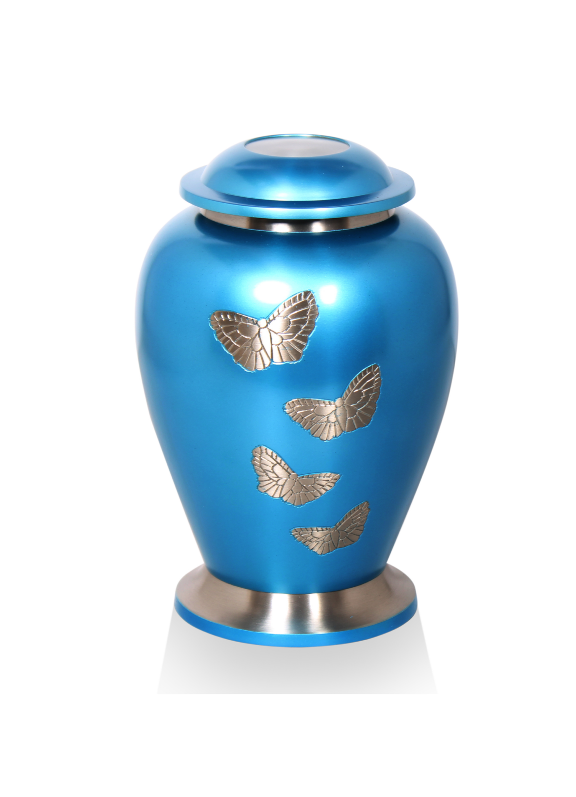 Urn met een prachtig hemelsblauw vlinderontwerp