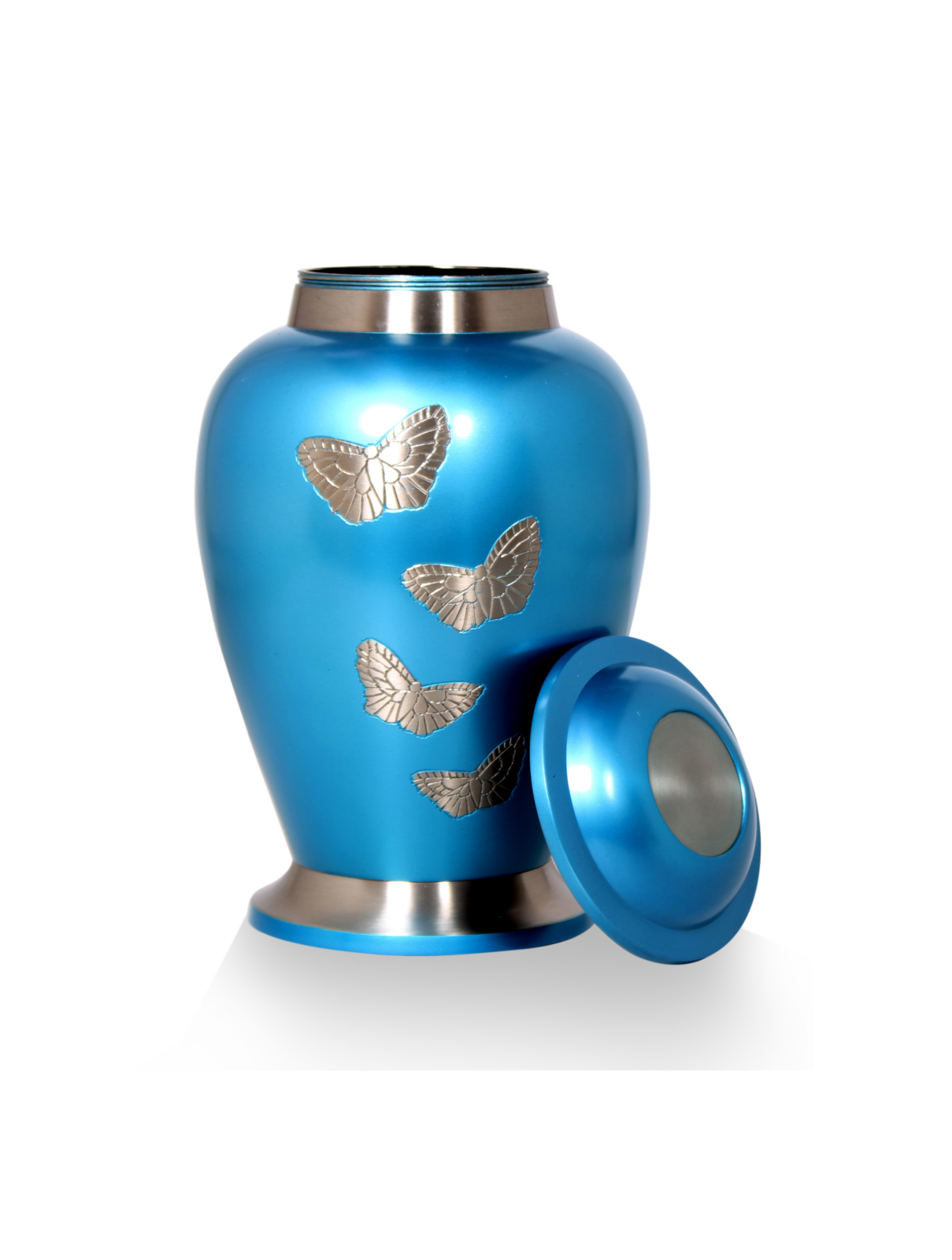 Urn met een prachtig hemelsblauw vlinderontwerp - Afbeelding 2