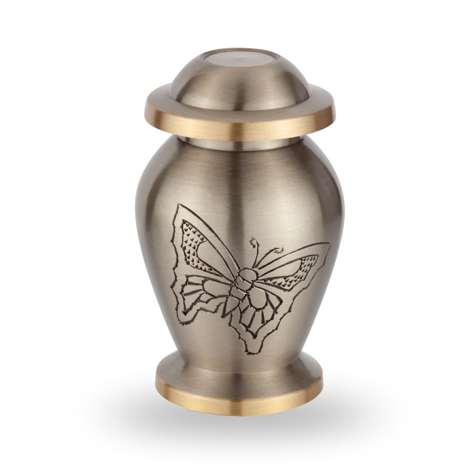 Kleine Urn met Vlindermotief in Verguld en Zilver
