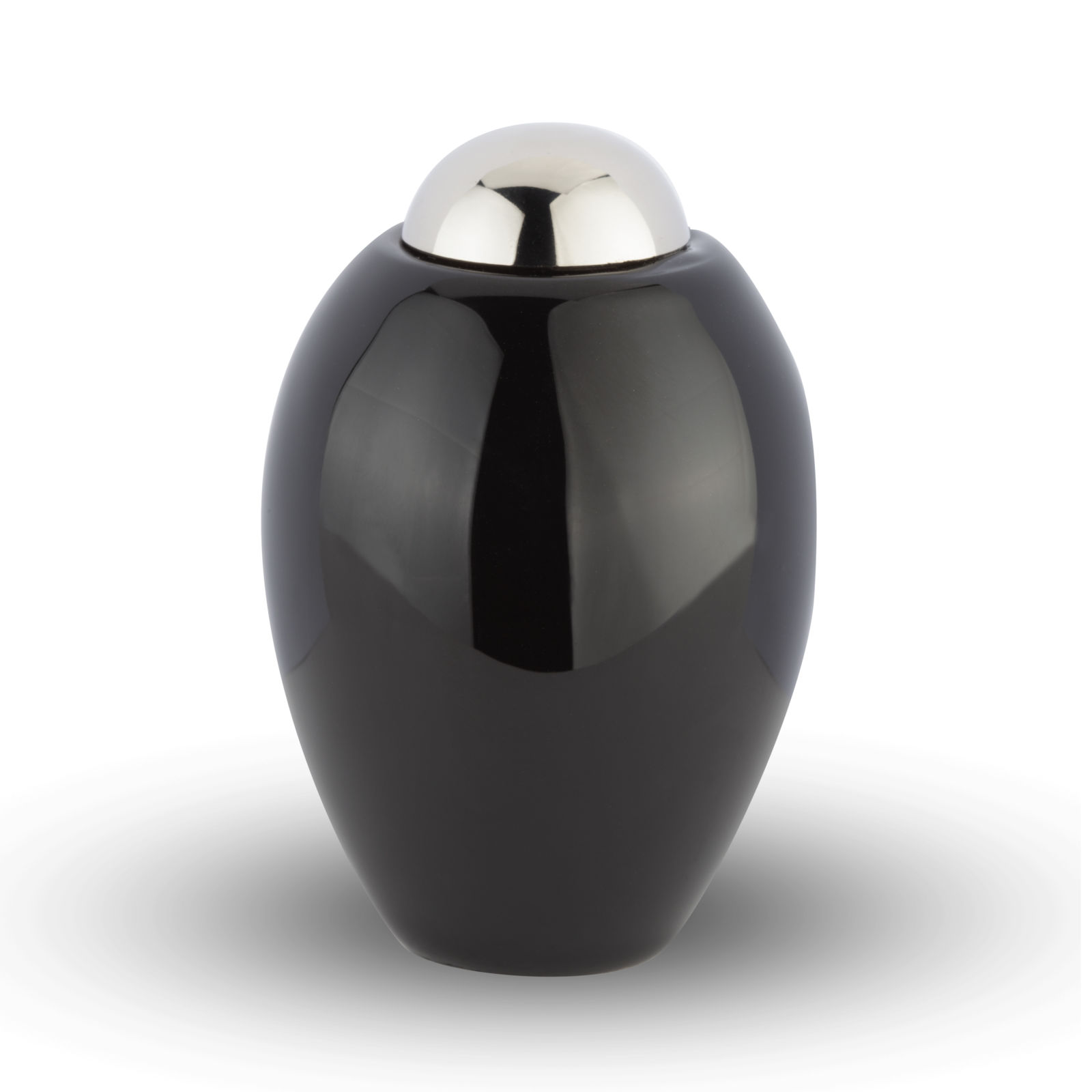 Bolvormige Mini Urn - Zwart met Zilverkleurige Deksel