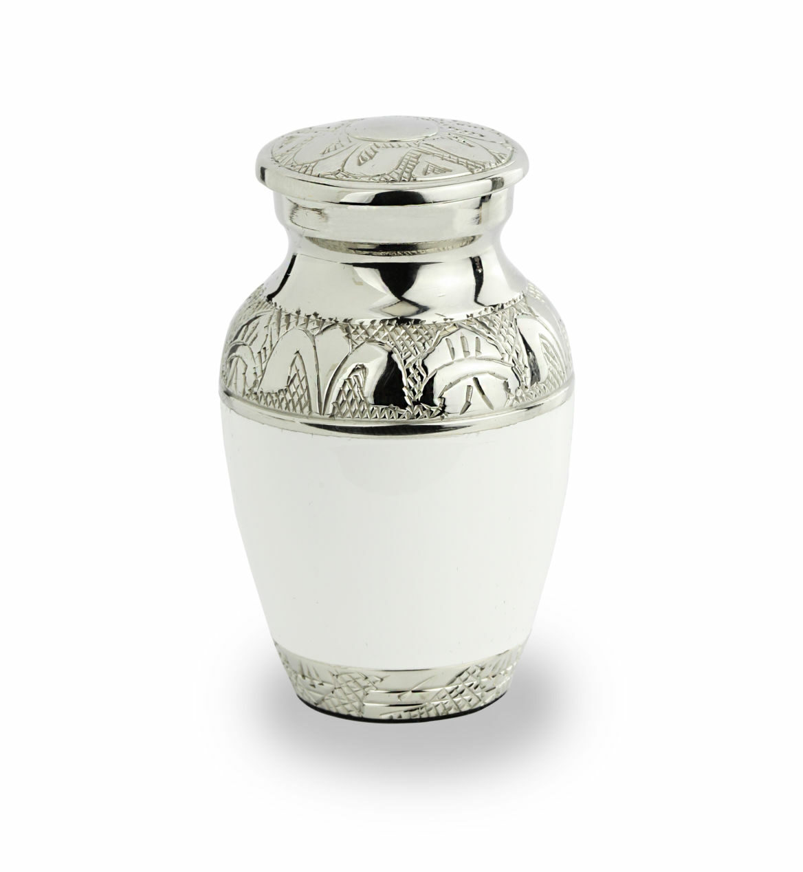 Witte parelmoeren mini urn