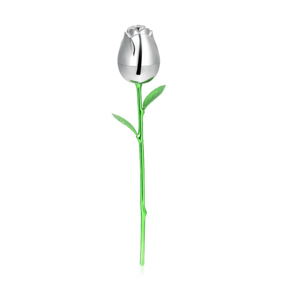 Mini urn met zilverkleurige roos | modern