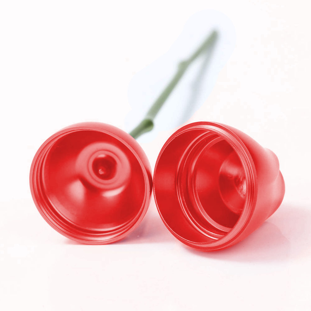 Rode moderne mini urn met roos - Afbeelding 2