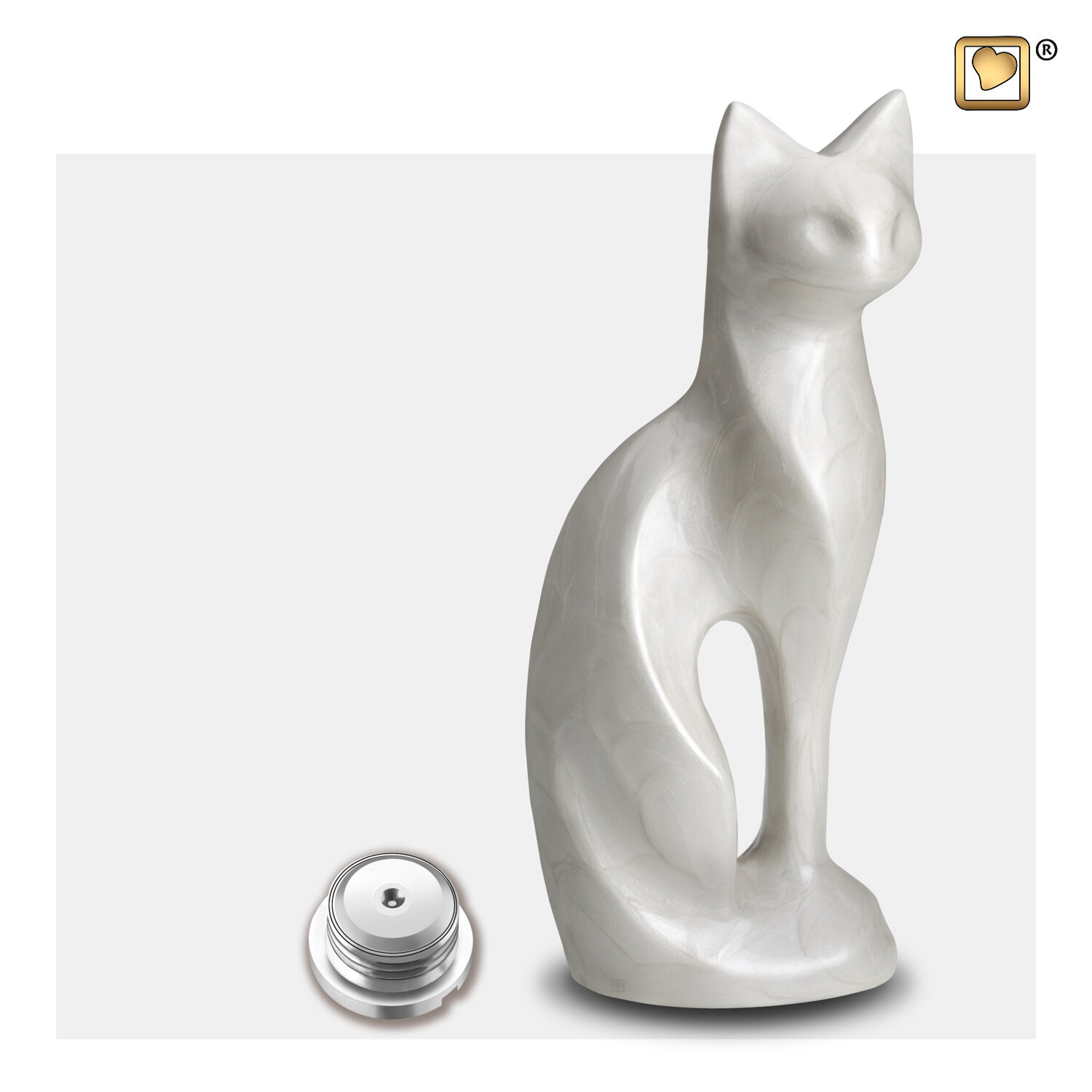 Witte dierenurn met katvormig design - Afbeelding 2