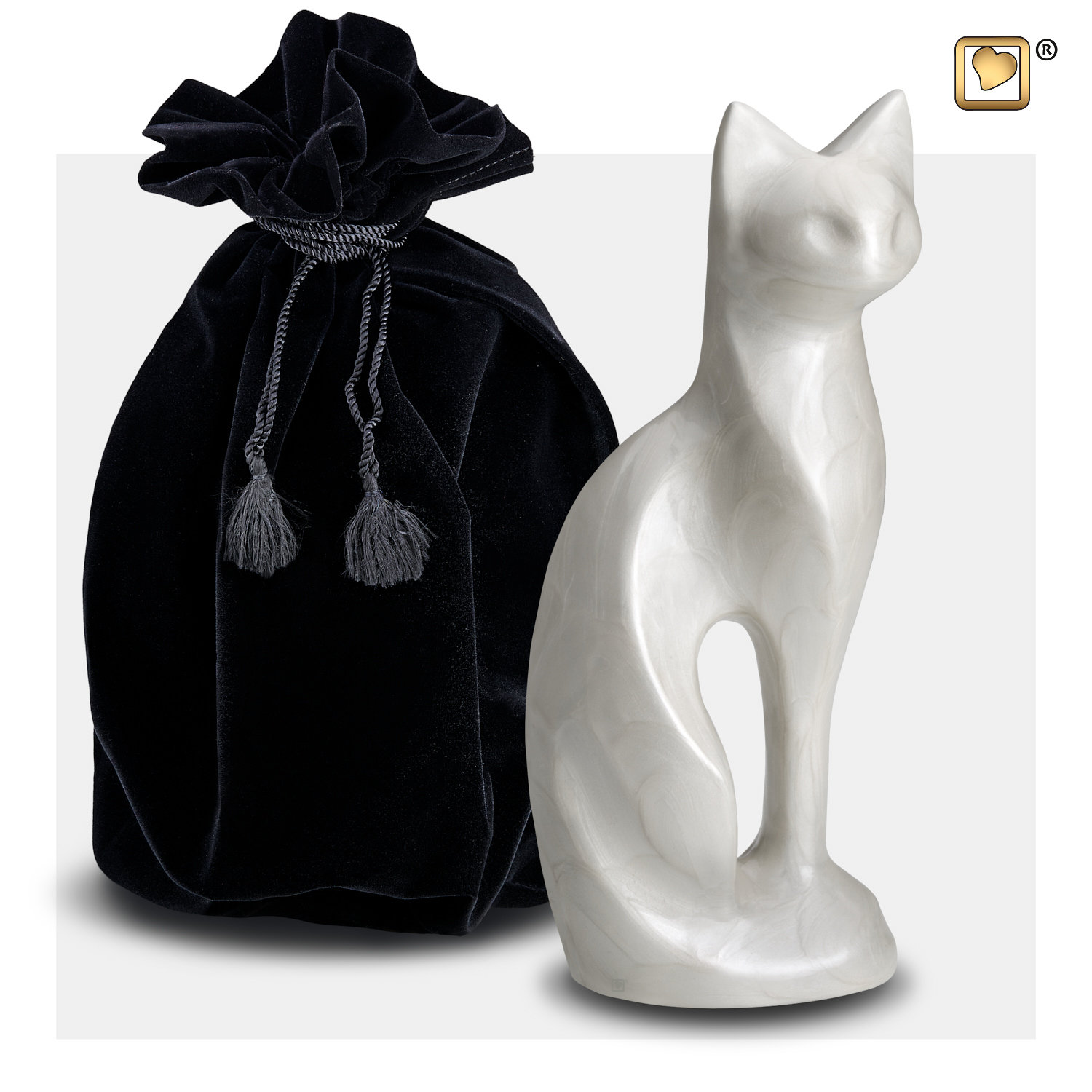 Witte dierenurn met katvormig design - Afbeelding 3