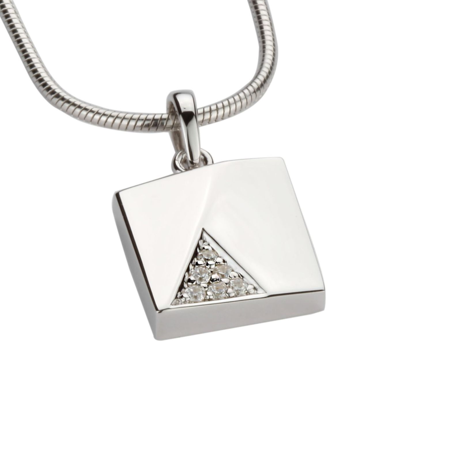 Assieraad met zilveren vierkantje en zirkonia incl zilveren ketting