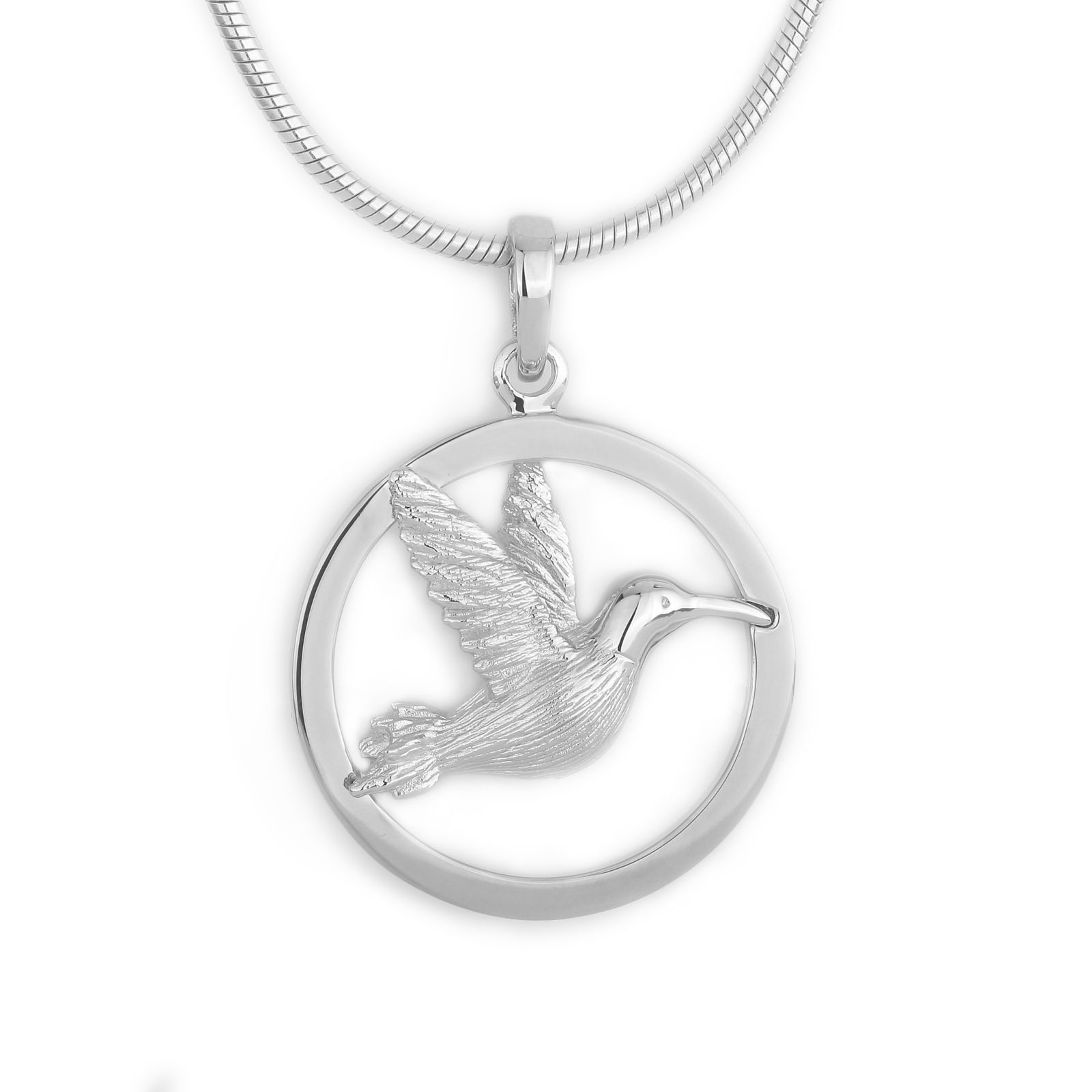 Zilveren ashanger met kolibrie motief incl zilveren ketting - Afbeelding 3