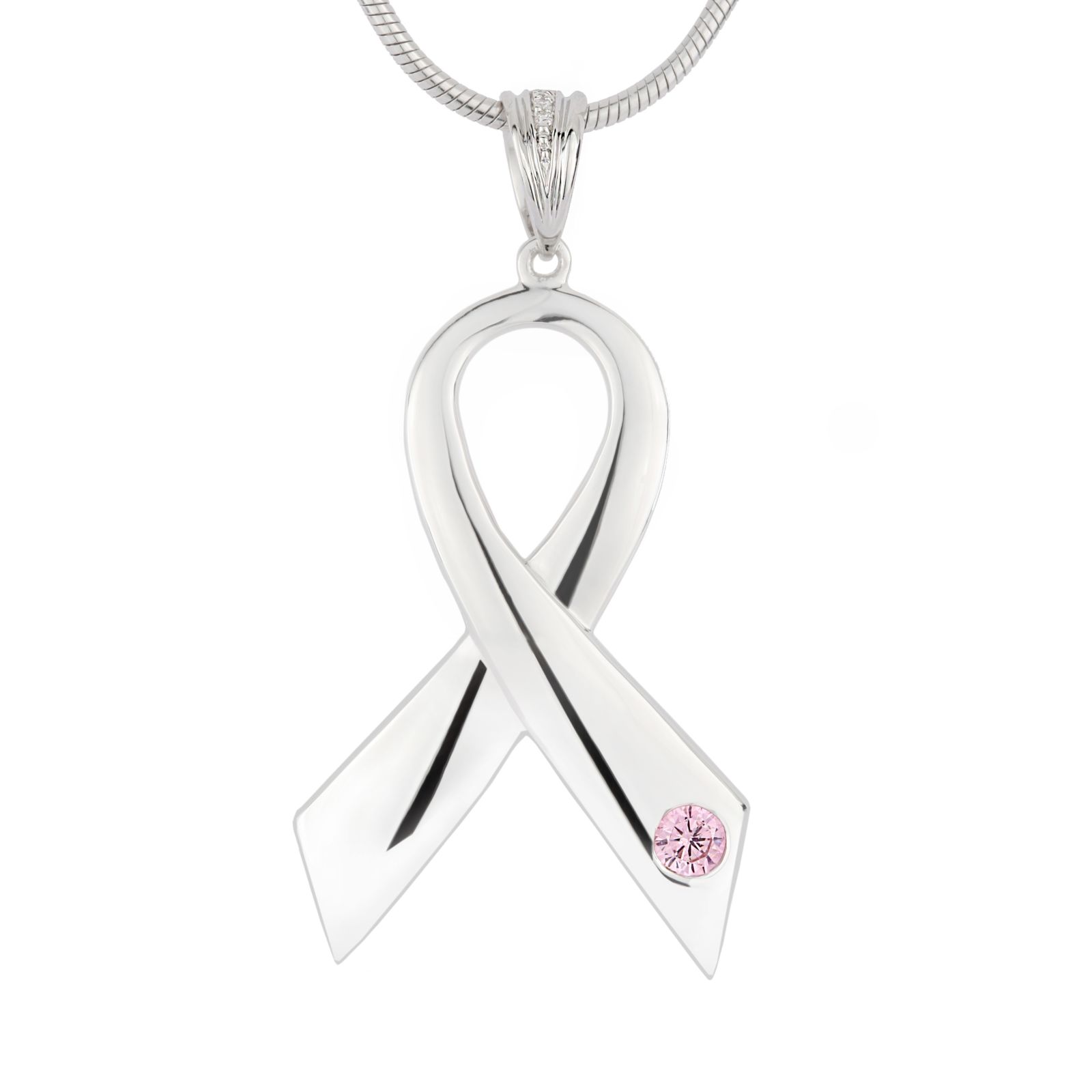 Dubbele askamer zilveren halsketting | pink ribbon incl zilveren ketting