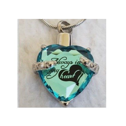 Hanger in de vorm van een hart gemaakt van blauw aqua glas - Afbeelding 4