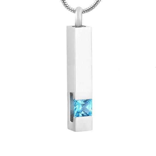 Edelstalen Cilinder Ashanger met Blauwe Zirkonia Steen