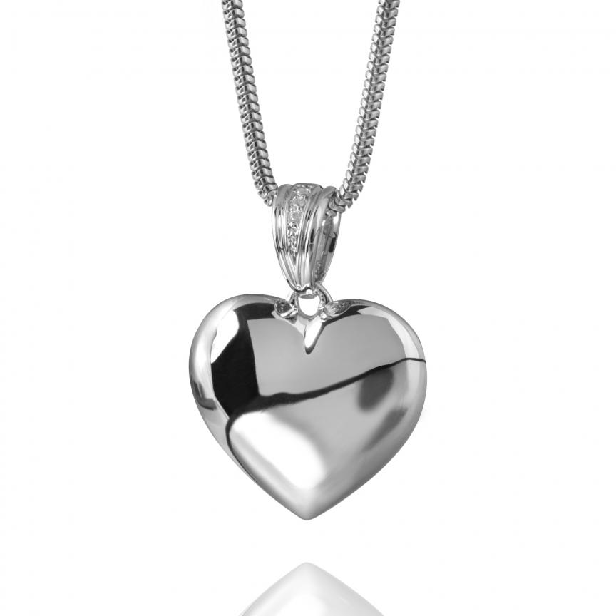 Hartvormige Ashanger van Sterling Zilver incl zilveren ketting