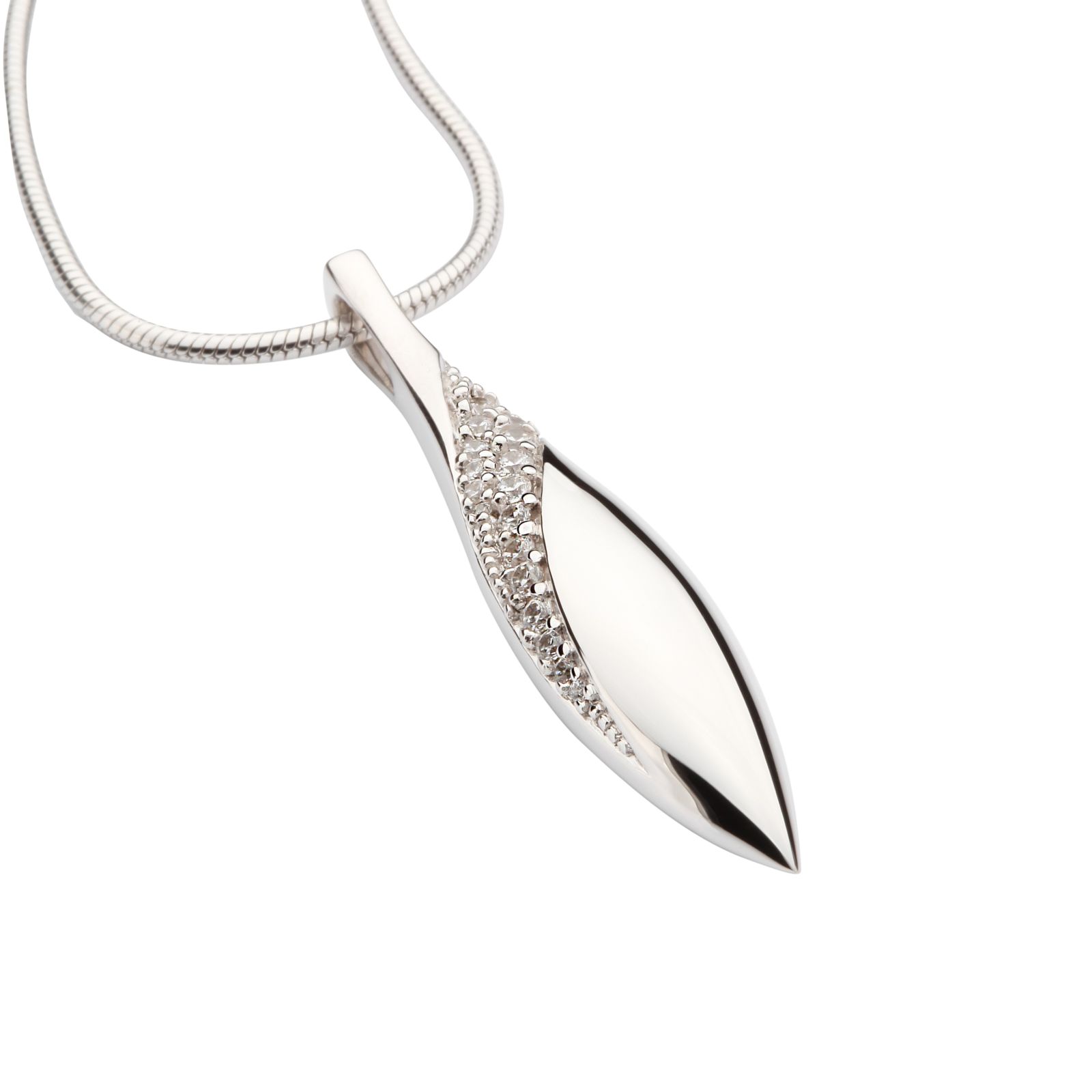 Zilveren Zirkonia Ashanger - Lange Traanvorm incl zilveren ketting