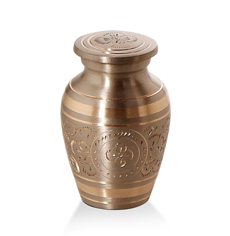 Messing mini urn | Ontwerp in zilver en vergulde