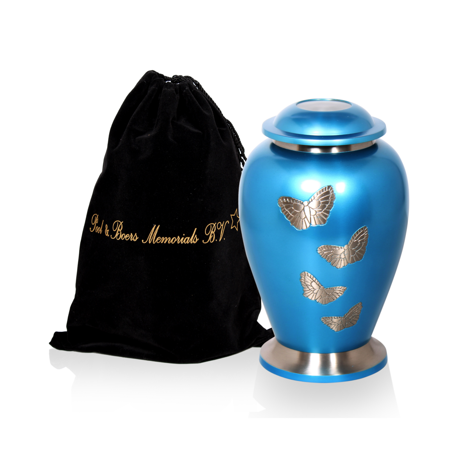 Urn met een prachtig hemelsblauw vlinderontwerp - Afbeelding 3