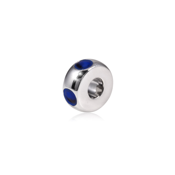 Zilveren Asbedel met Blauw Design