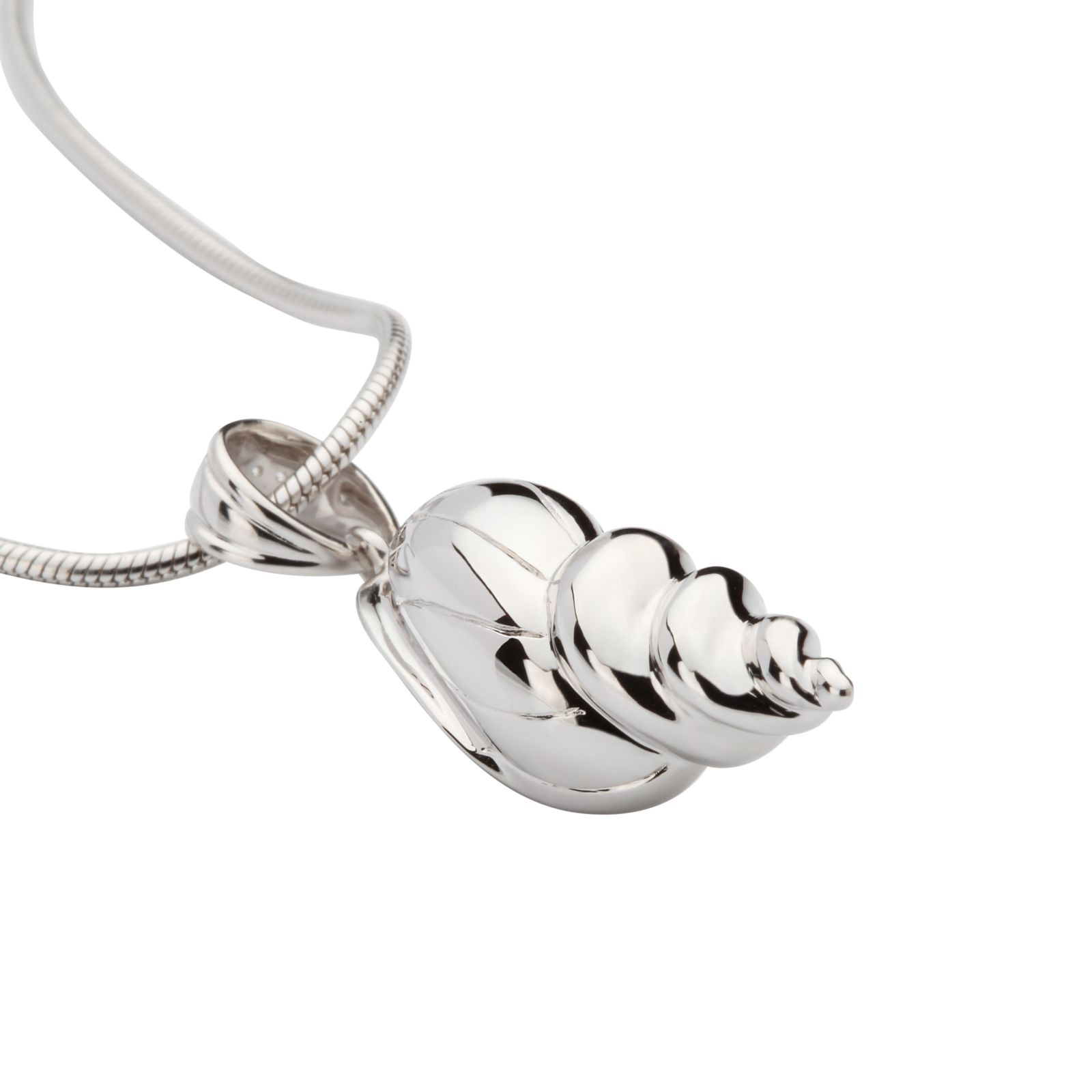 Zilveren schelpvormige ashanger incl zilveren ketting