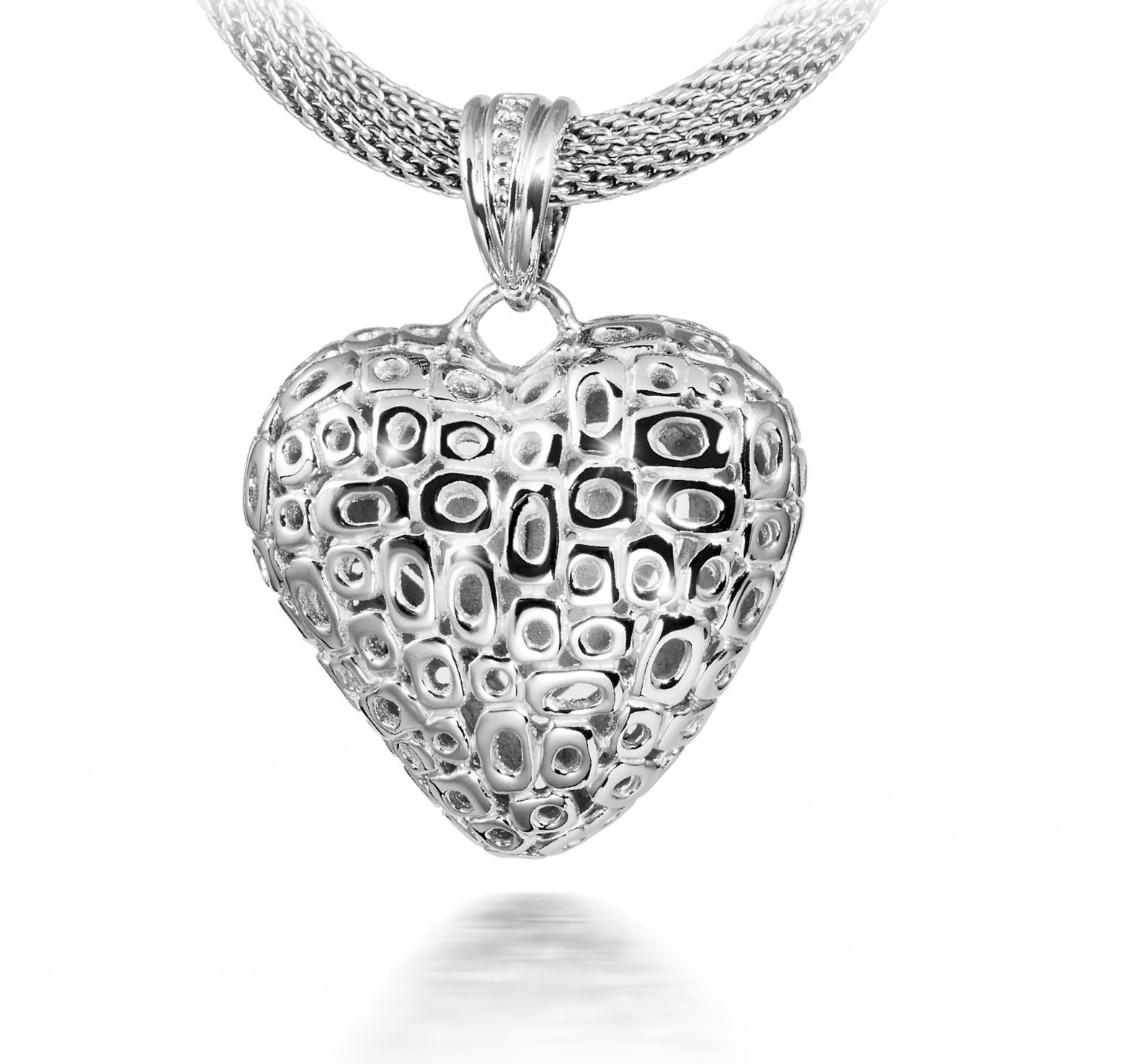 Klassieke zilveren ashanger in de vorm van een hart incl zilveren ketting