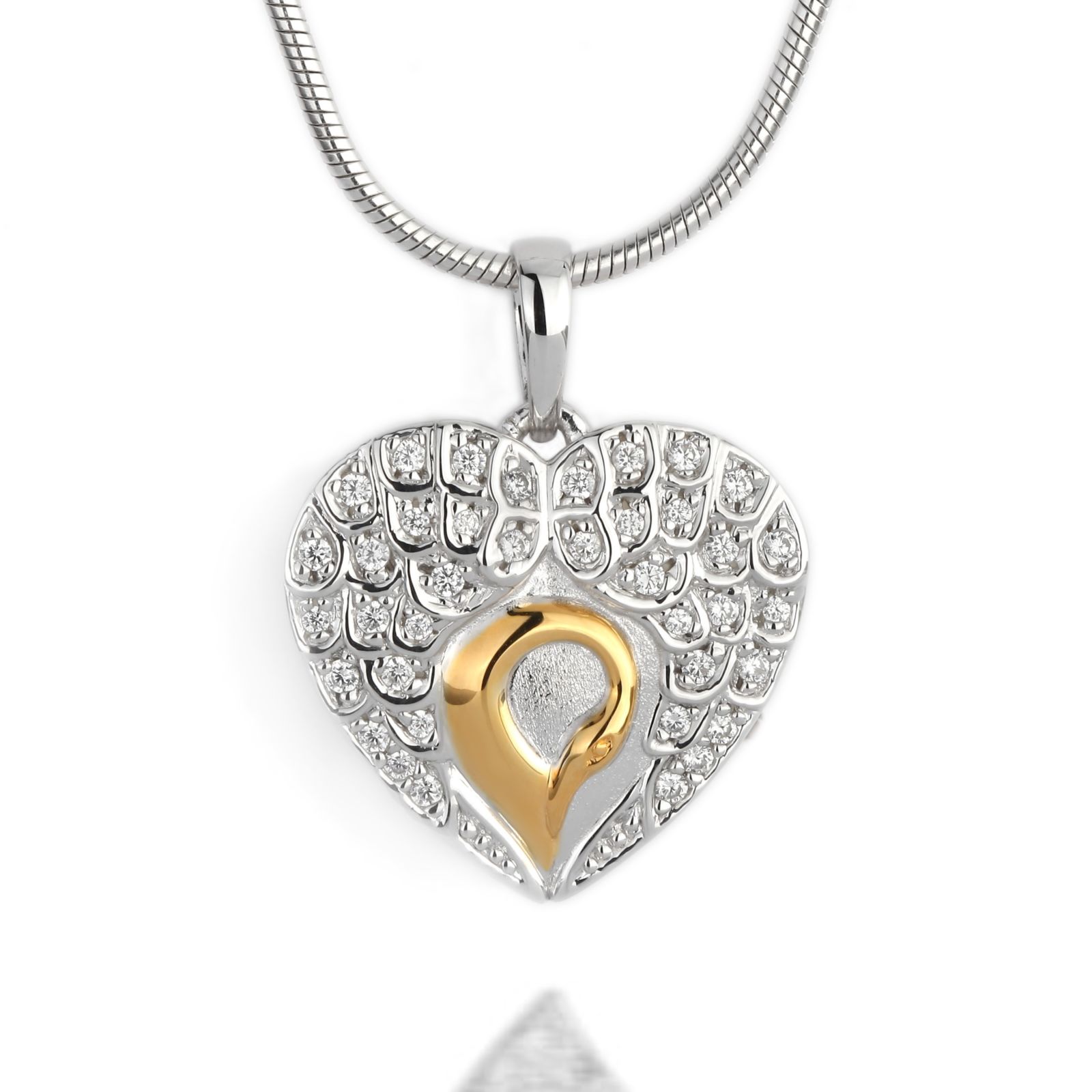 Zilveren hanger met vergulde zwaan incl zilveren ketting