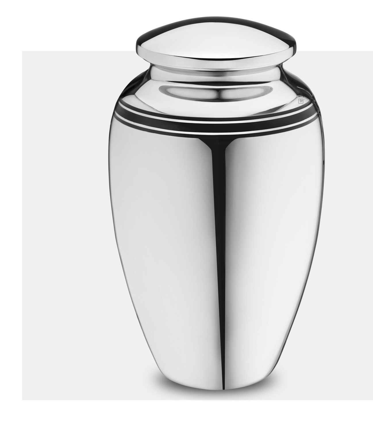 Grote Urn zilverkleur met zwarte sierrand