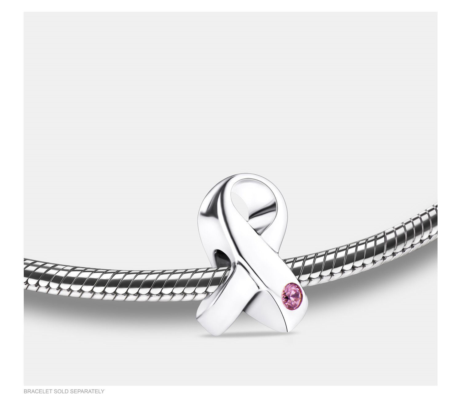 Asbedel Zilver Lint Met Roze Zirkonia