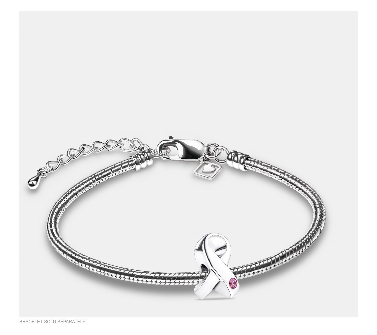 Asbedel Zilver Lint Met Roze Zirkonia - Afbeelding 2