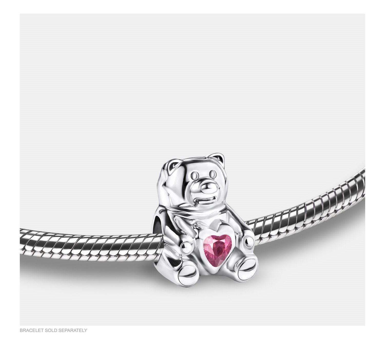 Asbedel Zilver Beertje Roze Kristal
