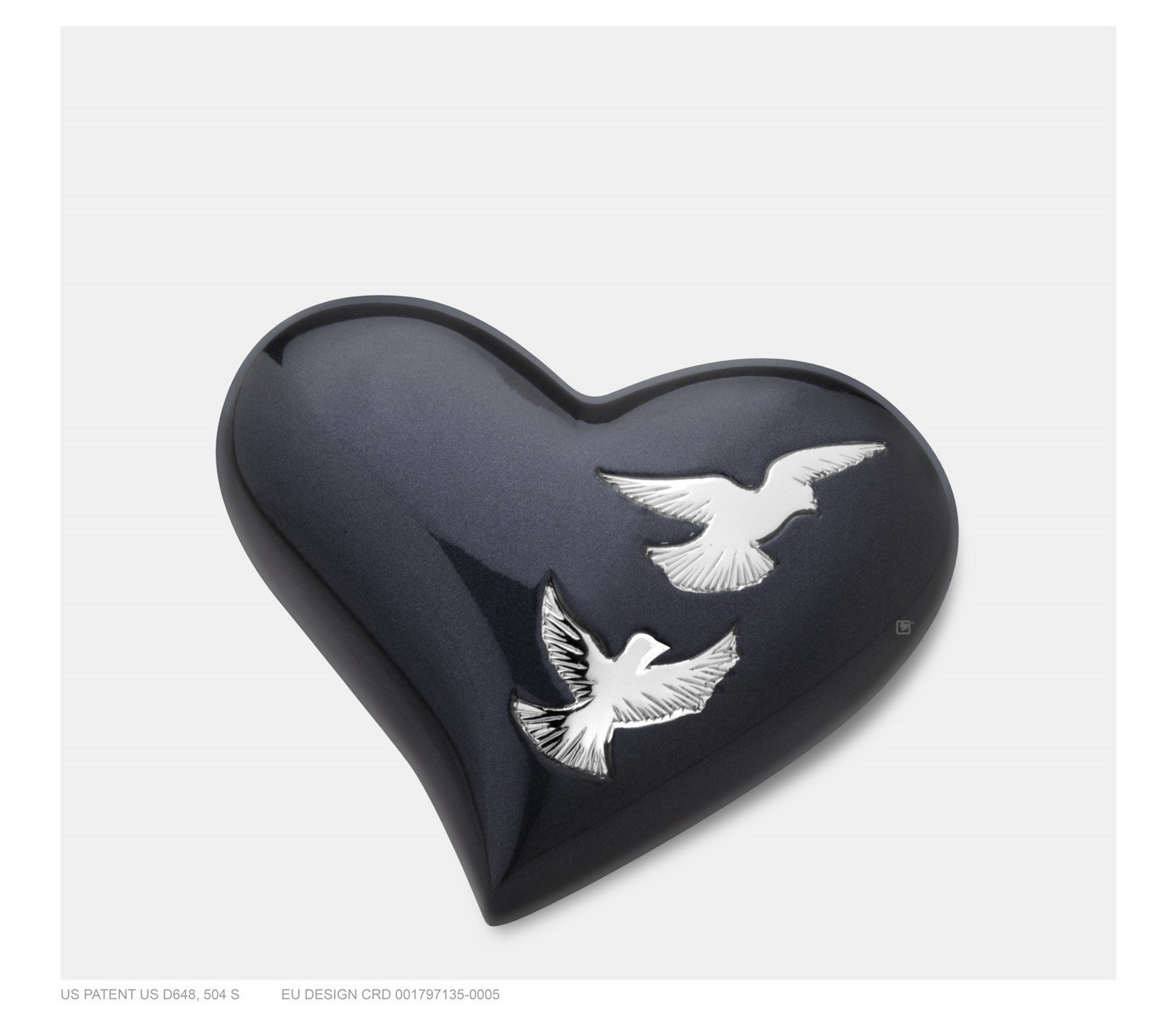 Mini Urn hart zwart met vogels