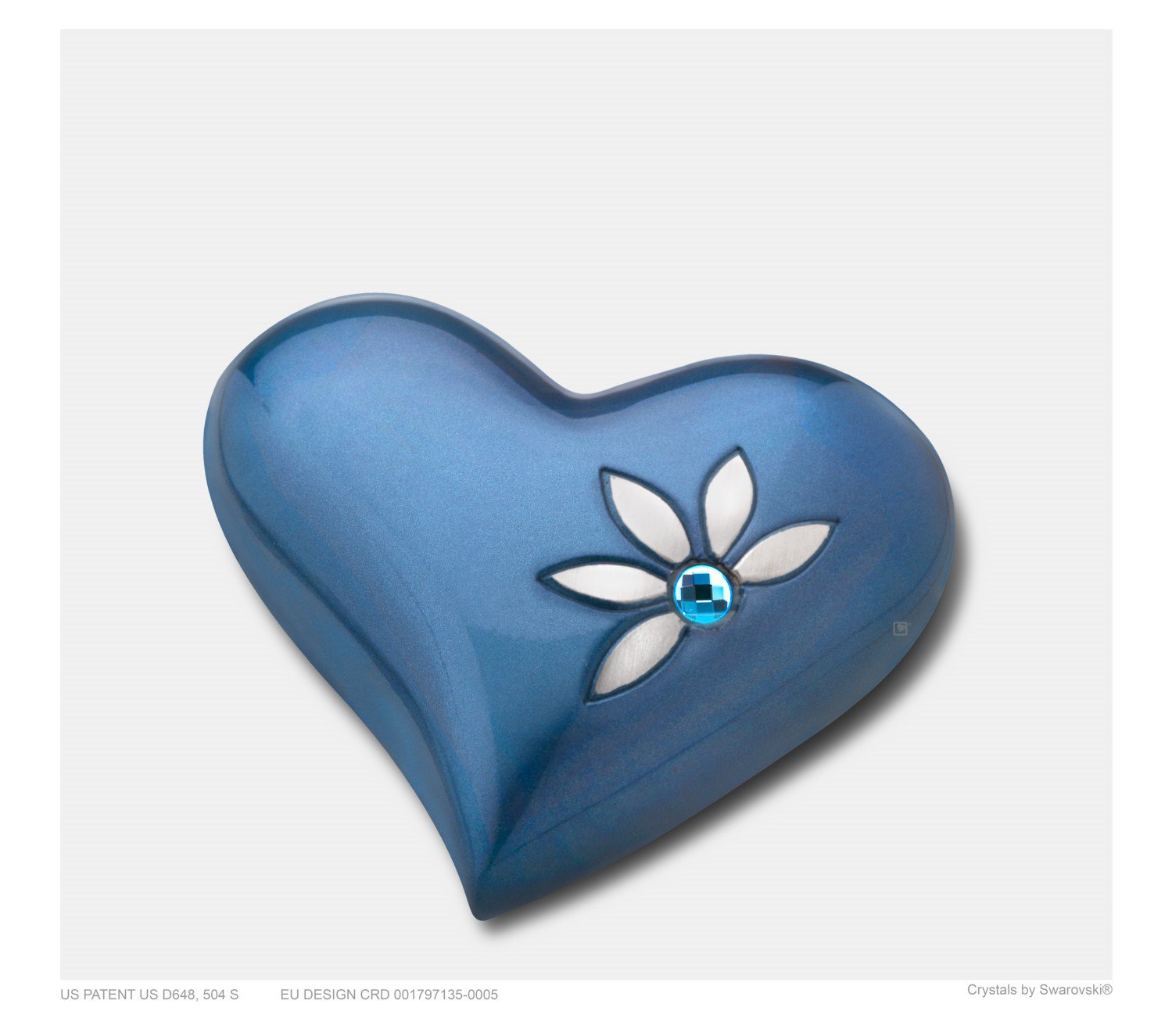 Mini Urn hart blauw met swarovski steen