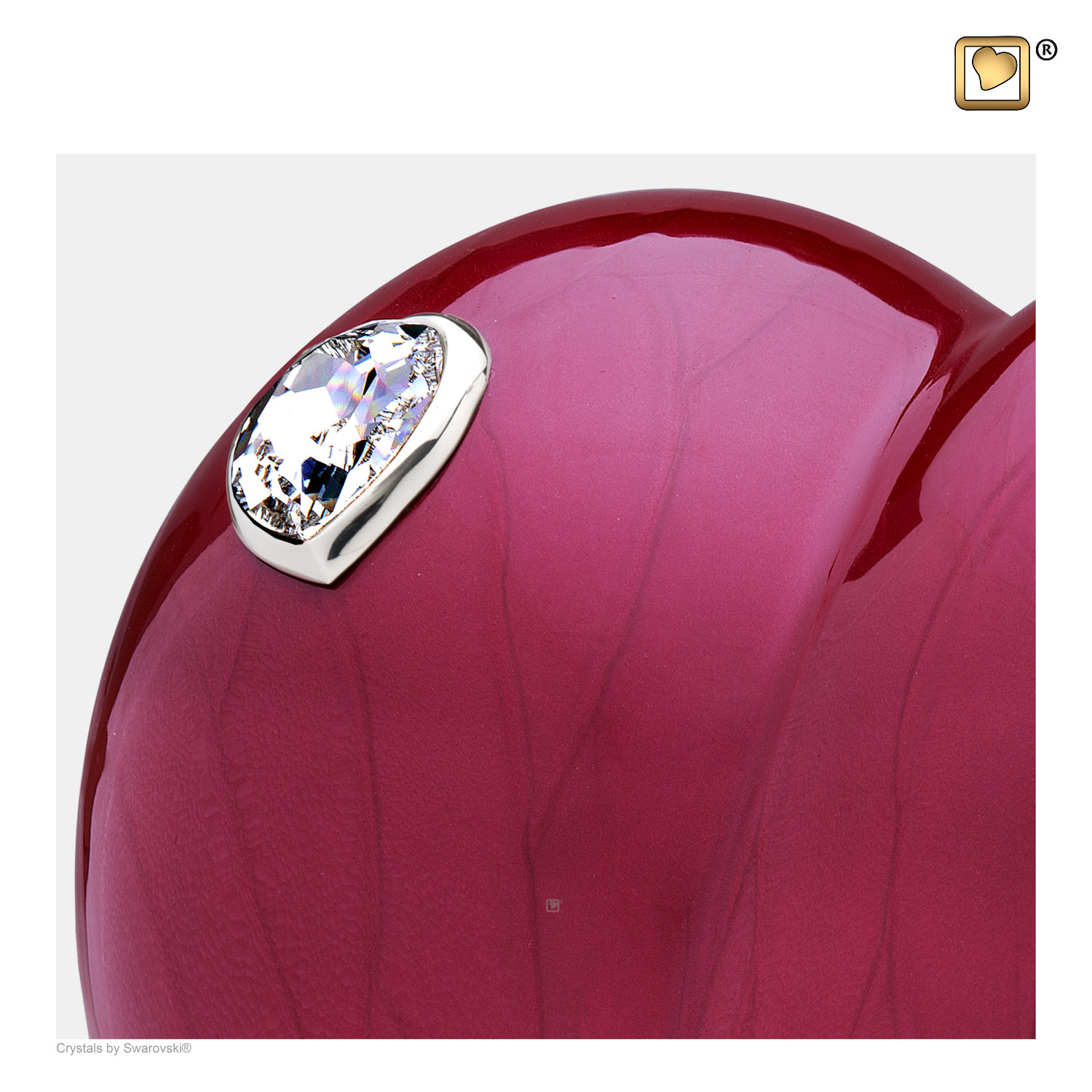 Grote urn rood hart Swarovski steen - Afbeelding 3