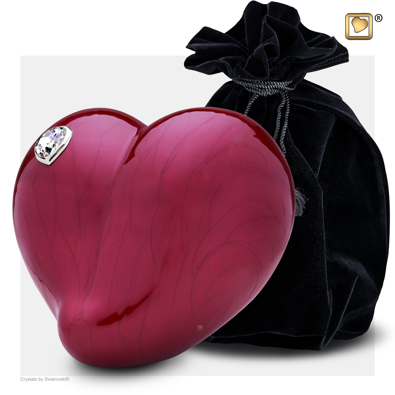 Grote urn rood hart Swarovski steen - Afbeelding 4