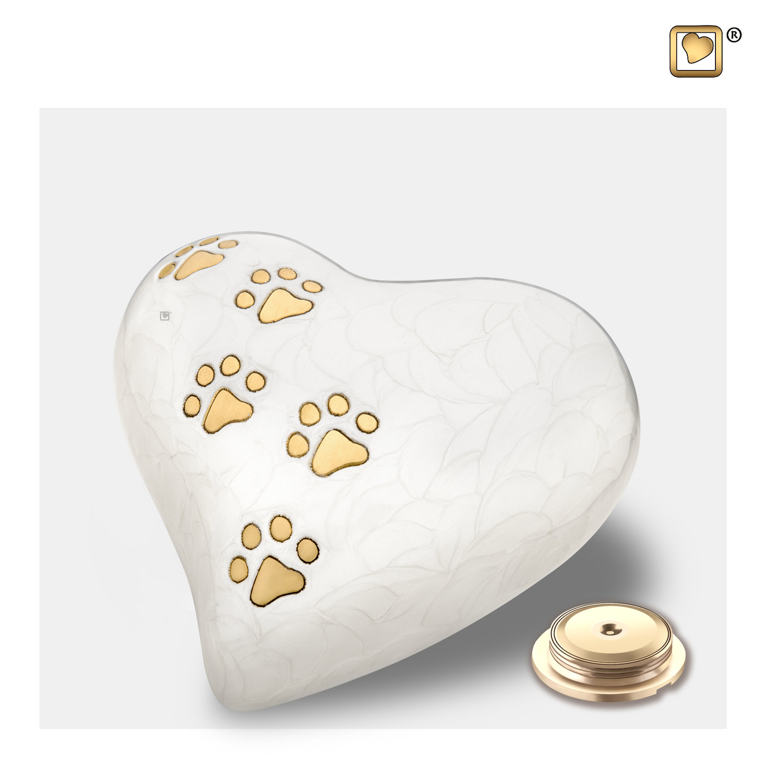 Dierenurn Medium Parelwit Hart - Afbeelding 3