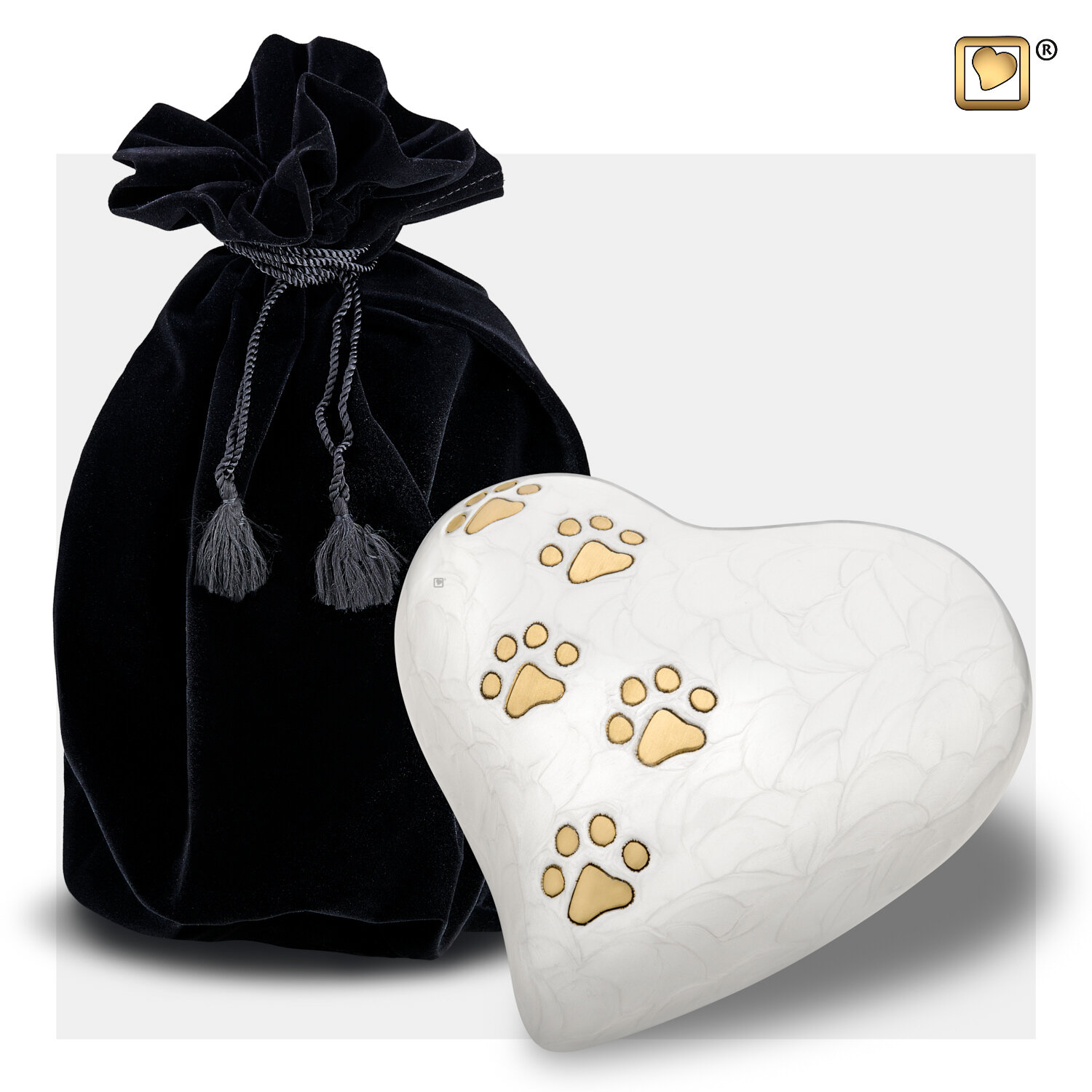Dierenurn Medium Parelwit Hart - Afbeelding 2