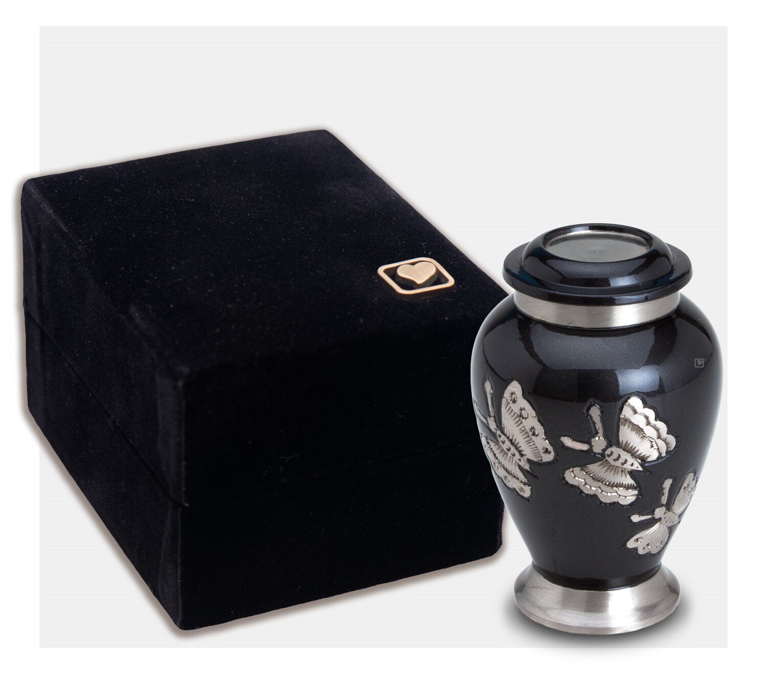 Mini Urn Zwart Vlinderdesign