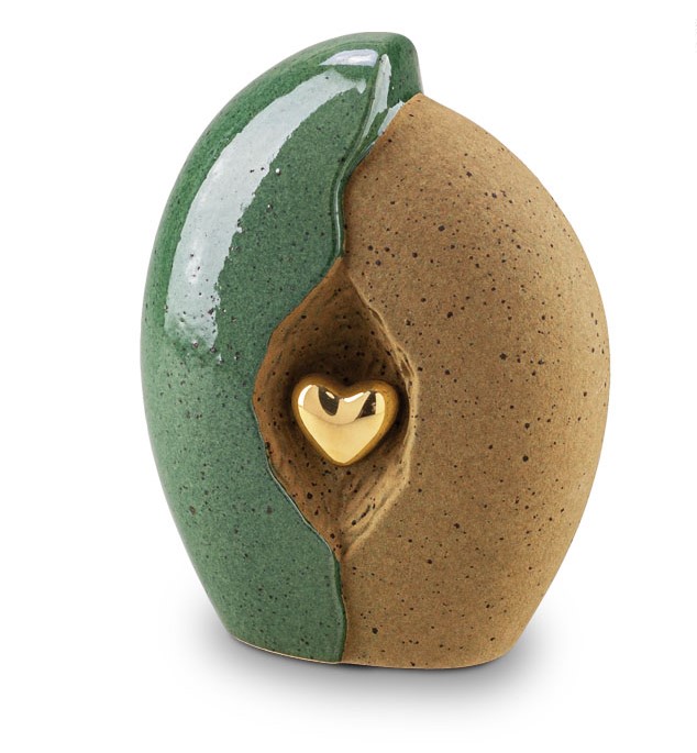 Keramische Urn XL | Groene en Bruine Schakeringen