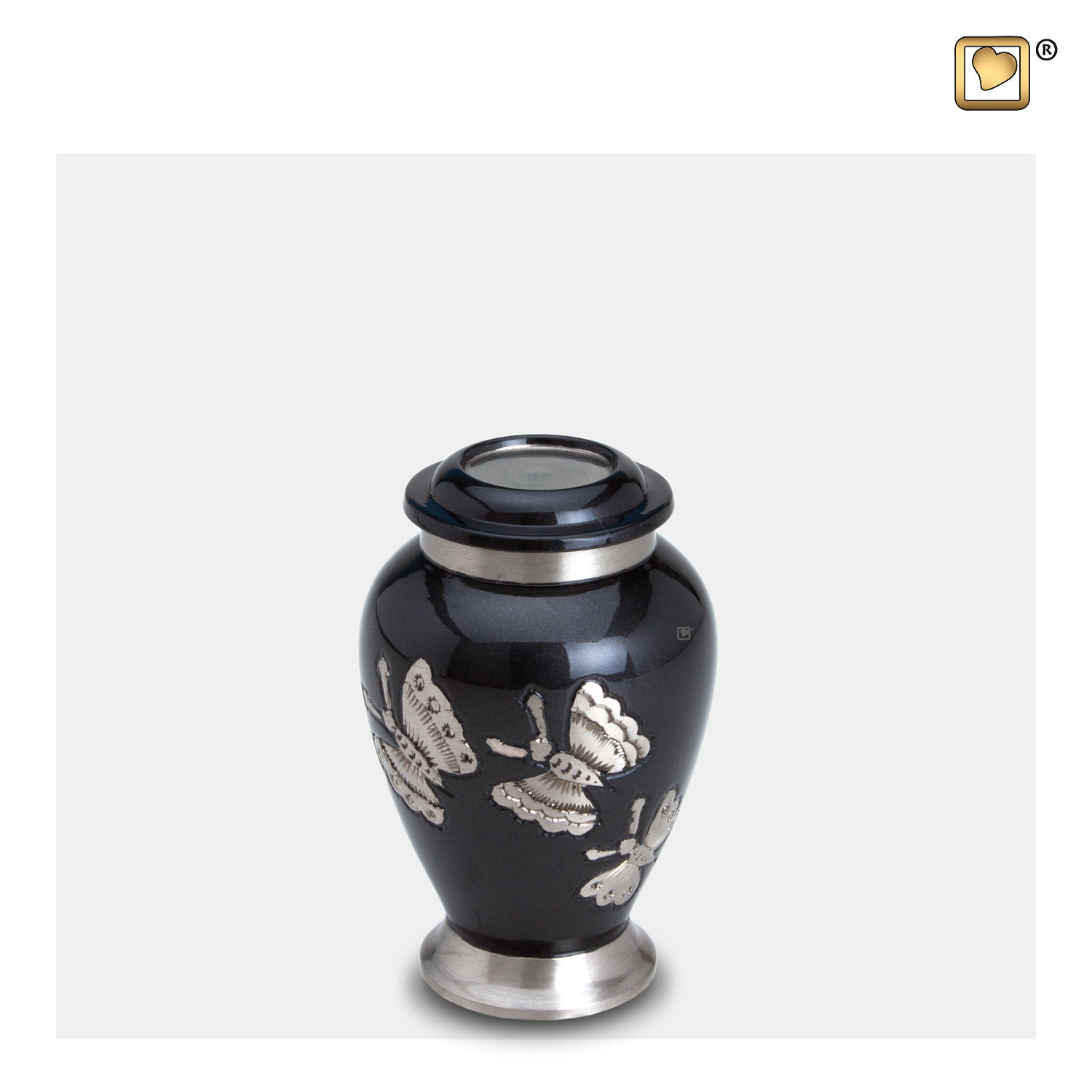 Mini Urn Zwart Vlinderdesign - Afbeelding 2