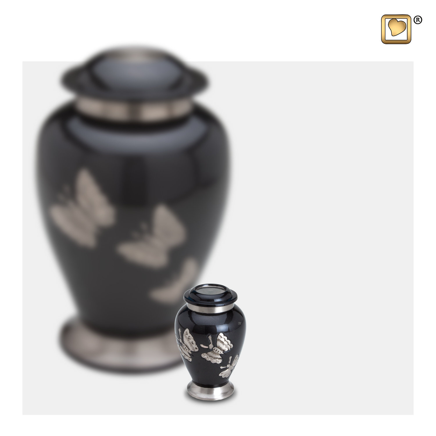 Mini Urn Zwart Vlinderdesign - Afbeelding 3