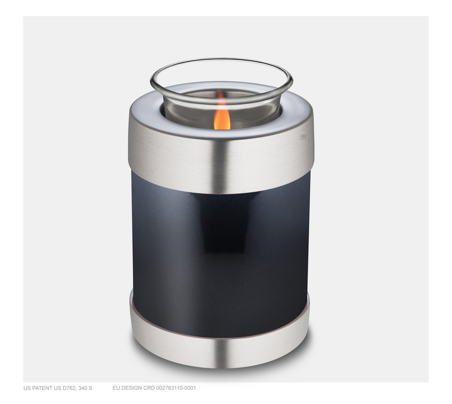 Mini Urn kaarshouder zwart met zilverkleur sierrand
