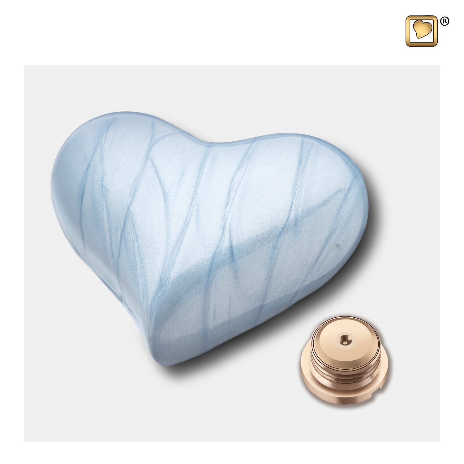 Mini Urn hart blauw marmerlook - Afbeelding 2