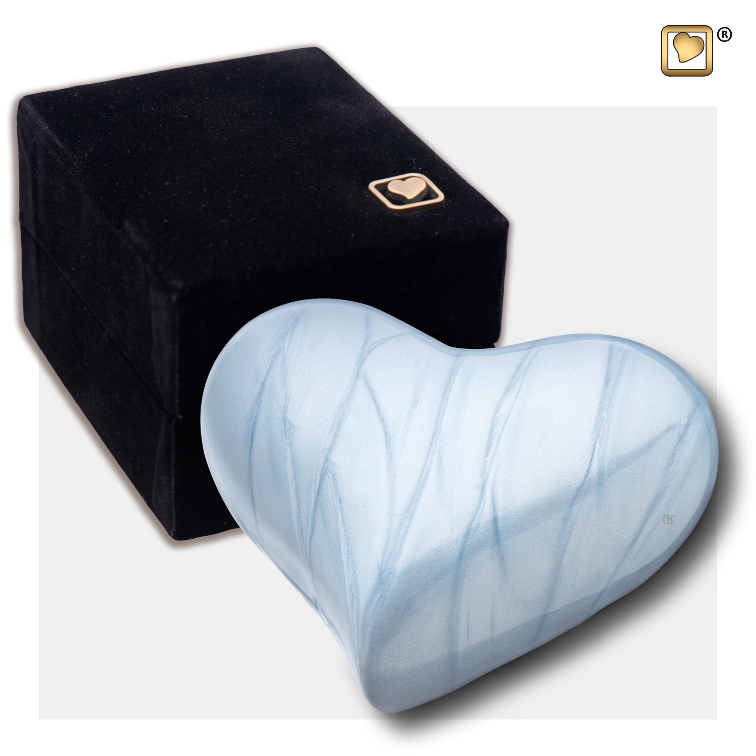 Mini Urn hart blauw marmerlook - Afbeelding 3