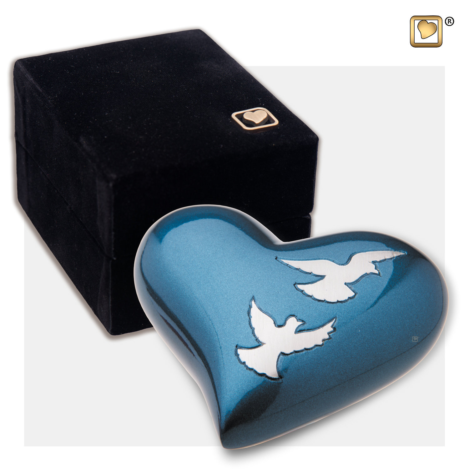 Mini Urn hart blauw met swarovski steen - Afbeelding 3