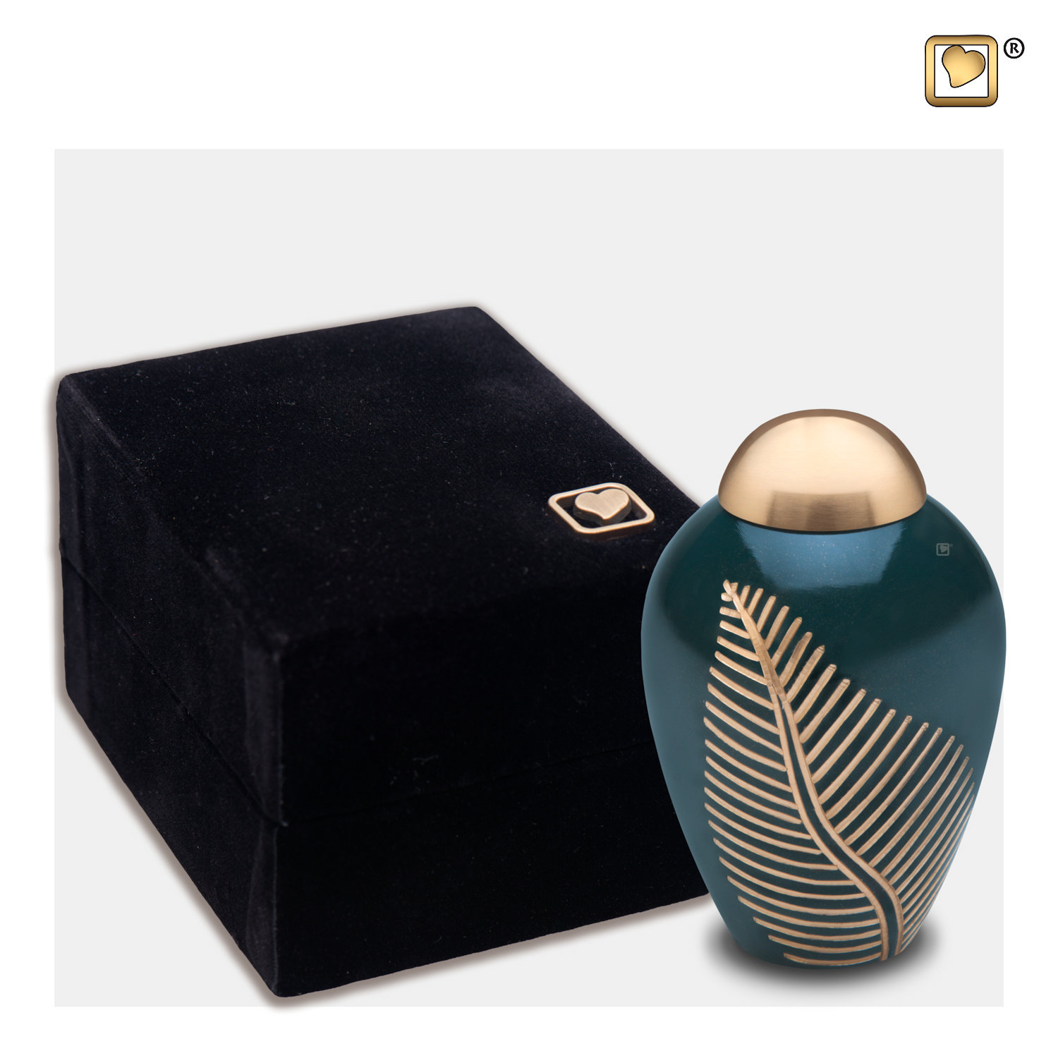 Groene Mini Urn met Veer - Afbeelding 3