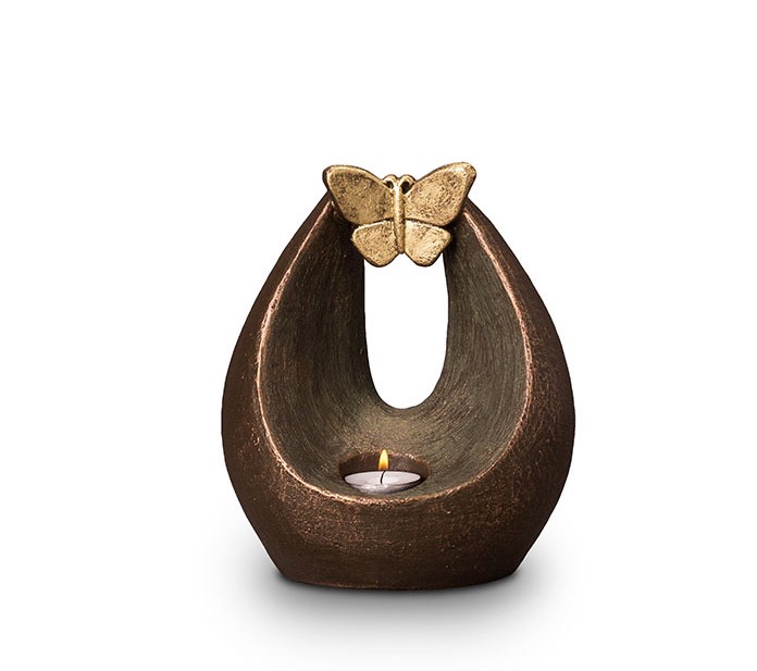 Brons Urn met Verlichte Vlinder