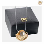 Goud Vergulde Schelp Ashanger, Gouden Asjuweel Schelp Met Parel, Urnhanger Schelp Met Parel