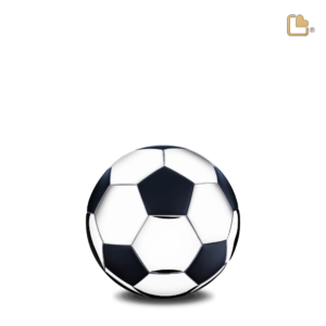 Mini Urn Voetbal Glimmend Zilver Mat Zwart