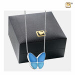 Zilveren Ashanger Vlinder Blauw, Blauwe Vlinder Ashanger, Asjuweel Vlinder Blauw, Blauwe Asjuwelen